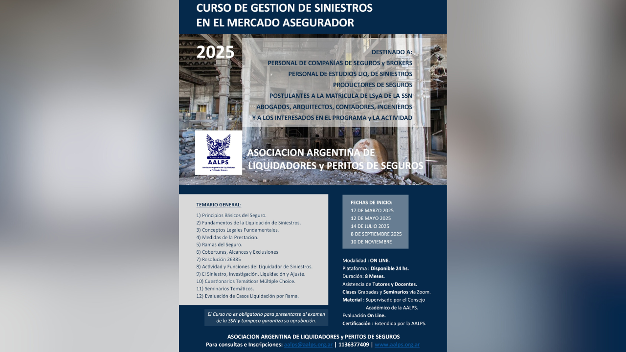 Fecha de Inicio: 10 de Noviembre de 2025. Los cursos se extenderán por 8 meses. Modalidad: Online.