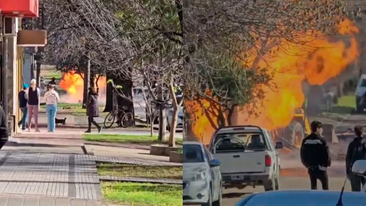 El incidente ocurrió este sábado en la esquina de Moreno y Rivadavia, donde se realizaba una obra pública. Una perforación en una cañería de gas de alta presión provocó llamas y obligó a cortar la circulación preventiva en el sector.