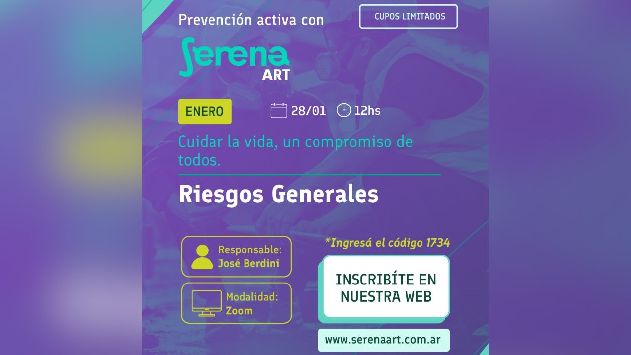 La primera capacitación será el 15/01 sobre "Primeros auxilios: Emergencias térmicas". La segunda será el día 28/01 sobre "Riesgos generales". Modalidad: virtual.