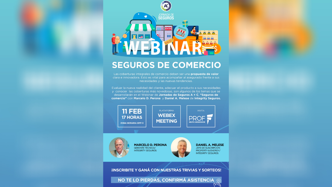 PROF Grupo Asegurador invitó a sus Productores Asesores de Seguros y a todos los miembros de su equipo a un nuevo Webinar organizado por Jornadas de Seguro A+C...